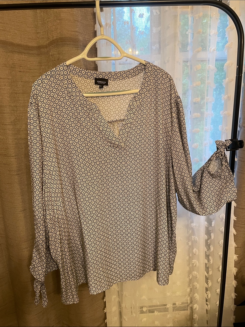 Kenneth Cole Black and White Printed Long-Sleeve Tunic